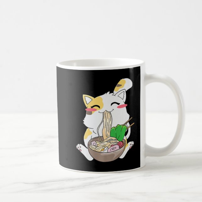 Kawaii Cat Ramen Anime Japanese Food Gift Boy Girl Coffee Mug (Right)