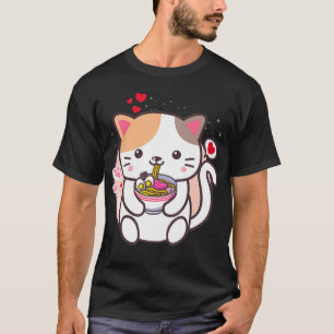 Kawaii Cat Ramen Anime Japanese Food Girls Officia T-Shirt