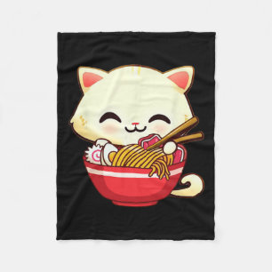 Kawaii Cat Ramen Japanese Food Funny Anime Girls T Fleece Blanket