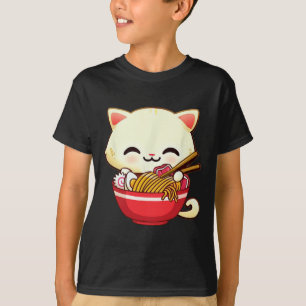 Kawaii Cat Ramen Japanese Food Funny Anime Girls T T-Shirt