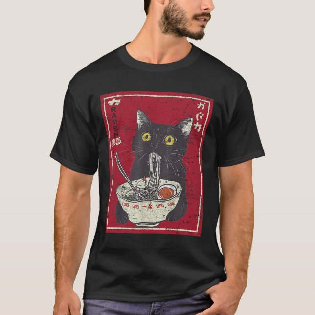 Kawaii Cat Ramen Japanese Food Funny Anime Girls T T-Shirt (Front)