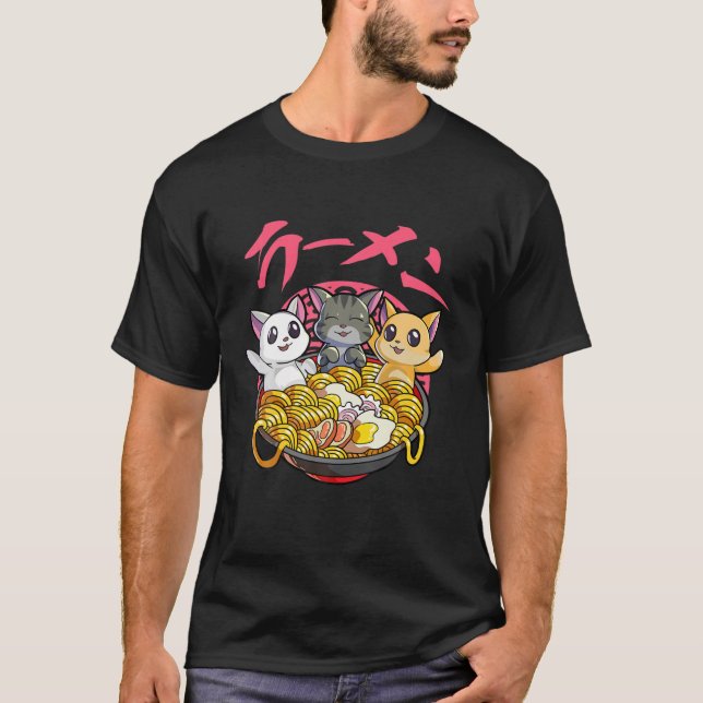 Kawaii Cat Ramen Neko Japanese Noodle Anime Cat Lo T-Shirt (Front)