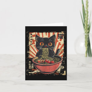 Kawaii Cat Ramen Noodle Funny Japanese Anime Manga Card