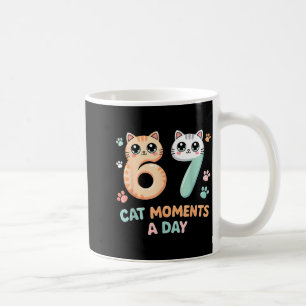 Kawaii Cat Six Seven Alpha Gen Slang 67 Cat Moment Coffee Mug