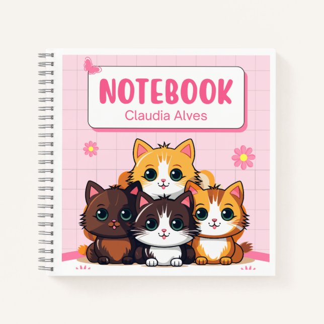 Kawaii Cat Squad — Cute Kitten Notebook for Girls" (Front)