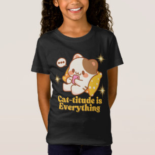 Kawaii Cat-titude Animated Cat Design T shirt
