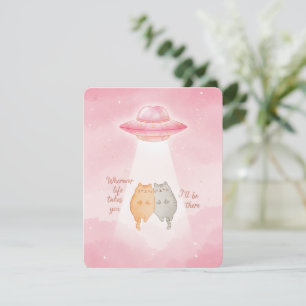 Kawaii Cat UFO Valentine Card for Loved Partners