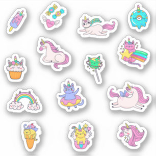 Kawaii Cat Unicorn Rainbow Colourful Birthday