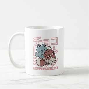 Kawaii Cat with Chocolate Milk – Japanese Pop Art Coffee Mug