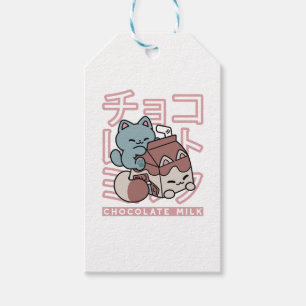 Kawaii Cat with Chocolate Milk – Japanese Pop Art  Gift Tags