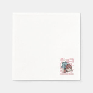 Kawaii Cat with Chocolate Milk – Japanese Pop Art  Napkin