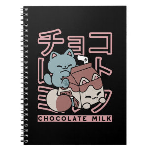 Kawaii Cat with Chocolate Milk – Japanese Pop Art  Notebook