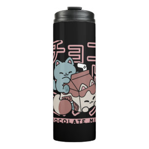 Kawaii Cat with Chocolate Milk – Japanese Pop Art  Thermal Tumbler