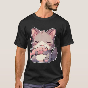 Kawaii cat with fish T-Shirt