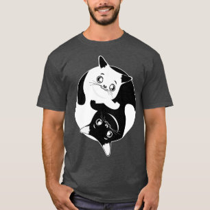 Kawaii Cat Ying Yang Design Cute Cat Lover T-Shirt