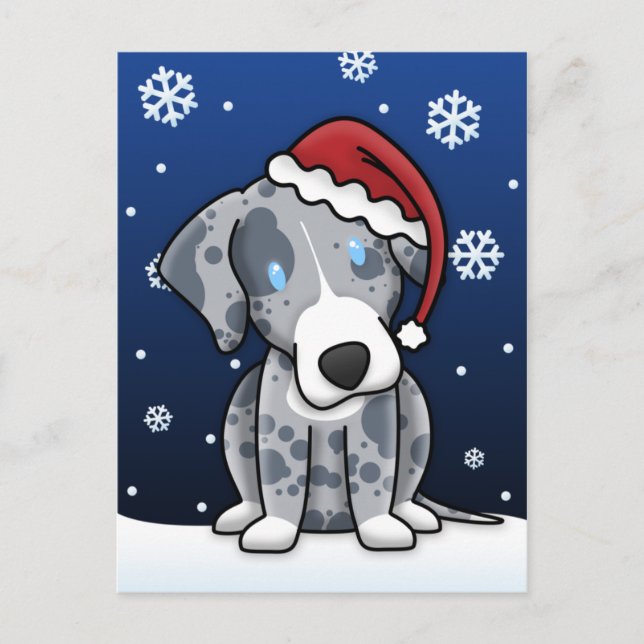 Kawaii Catahoula Christmas Postcard (Front)