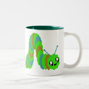 KAWAII CATERPILLAR FUZZY FRIEND Two-Tone COFFEE MUG