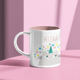 Kawaii Caticorn Name Two-Tone Coffee Mug