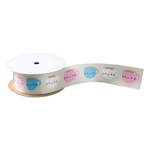 Kawaii Cats Cup of Tea Satin Ribbon