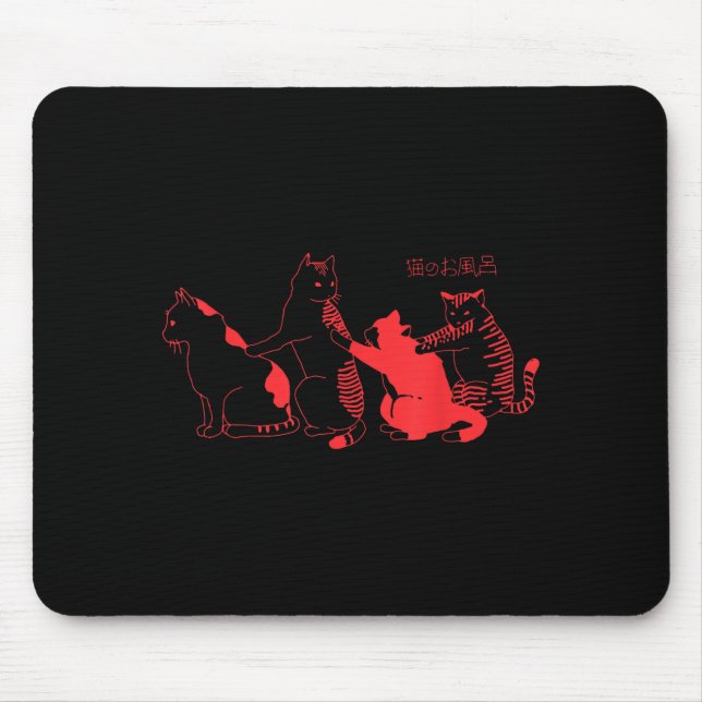 Kawaii Cats Japanese Streetwear Harajuku Aesthetic Mouse Mat (Front)