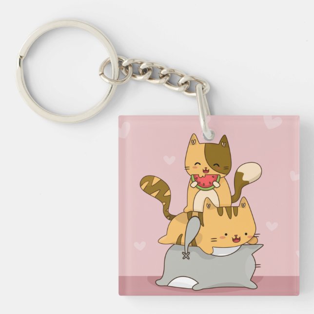 Kawaii Cats Key Ring (Front)