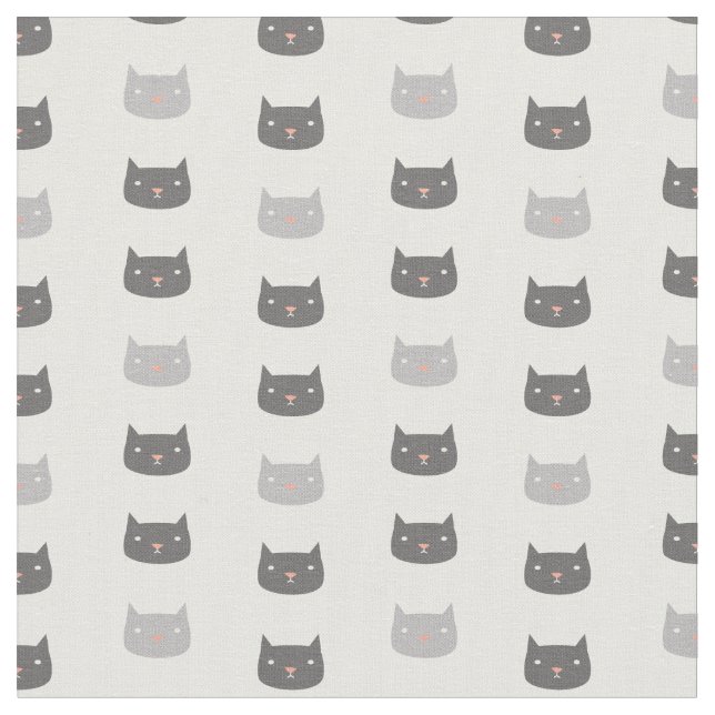 Kawaii Cats Patterned Fabric (Close Up)