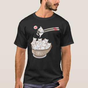 Kawaii Cats Pets Ramen Noodles Japanese Sushi Anim T-Shirt