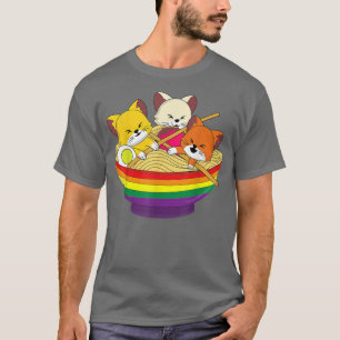Kawaii Cats Ramen Gay Pride LGBTQ LGBT Pride Month T-Shirt