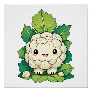 Kawaii Cauliflower Poster