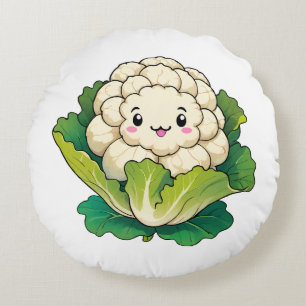 Kawaii Cauliflower Round Cushion