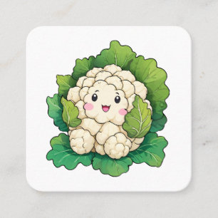 Kawaii Cauliflower Square Business Card