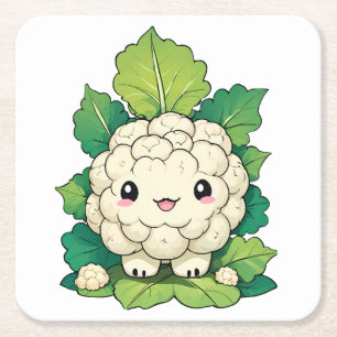 Kawaii Cauliflower Square Paper Coaster