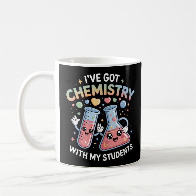 Kawaii Chemistry Teacher Cute Beaker & Test Tube  Coffee Mug (Left)