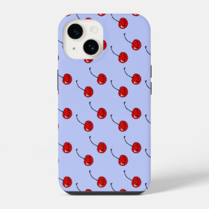 kawaii cherries blue pattern iPhone 14 case