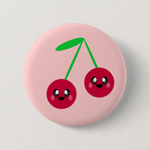 kawaii cherries fruit happy friends 6 cm round badge
