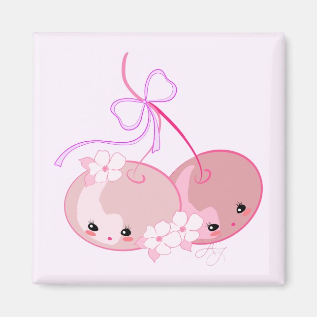 Kawaii Cherries Magnet (Front)