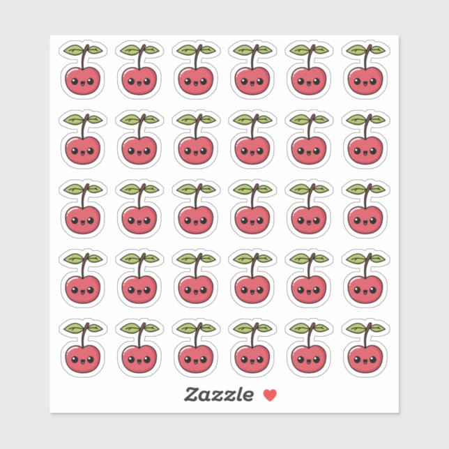 Kawaii Cherry – Cute Fruit with Smiling Face (Sheet)