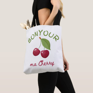 Kawaii Cherry Illustration Tote Bag