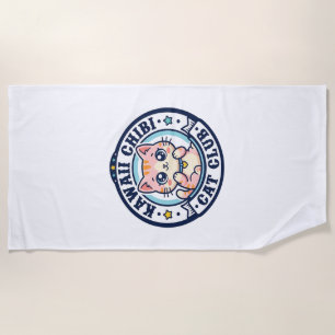 Kawaii Chibi Cat Cat Mum Gift Idea - Kawaii Chibi Beach Towel