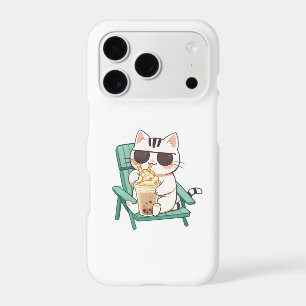 Kawaii Chibi Cat in Sunglasses Drinking Frappè