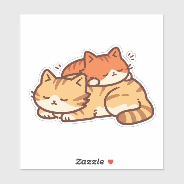 Kawaii Chibi Cats Cuddle Sleeping on Eachother (Sheet)