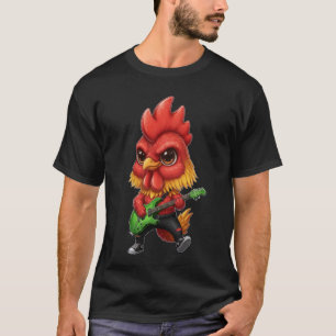 Kawaii Chibi Funny Rooster Guitarist Rocker T-Shirt