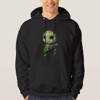 Kawaii Chibi Funny Sea Turtle Guitarist Rocker Ani Hoodie
