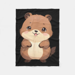 Kawaii Chibi Groundhog - Panfurware Llc Fleece Blanket