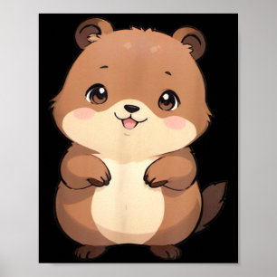 Kawaii Chibi Groundhog - Panfurware Llc  Poster