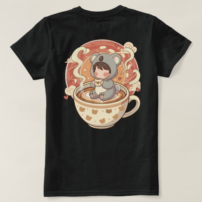 Kawaii Chibi Koala Cosy Coffee Women's Graphic Tee (Design Back)