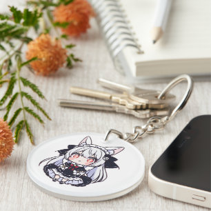 Kawaii Chibi Neko Gothic Lolita Acrylic Keychai Key Ring