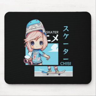 Kawaii Chibi Skater Skateboard Japanese Aesthetic  Mouse Mat