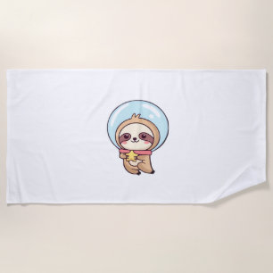 Kawaii Chibi Sloth Astronaut – Cute Space Sloth Ca Beach Towel
