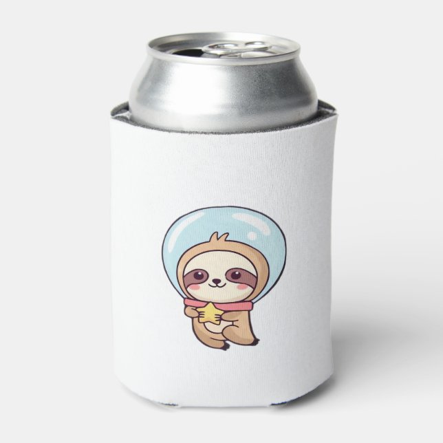 Kawaii Chibi Sloth Astronaut � Cute Space Sloth Ca Can Cooler (Can Front)